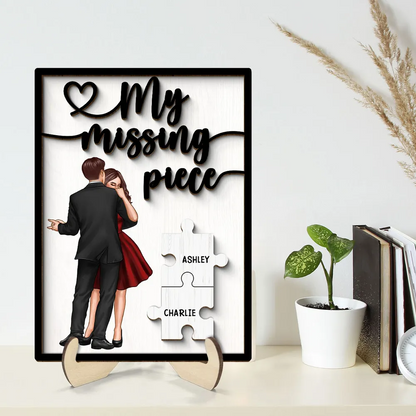 My Missing Piece Dancing Couple Personalized 2-Layer Wooden Plaque, Anniversary Gift, Valentine's Day Gift For Couple