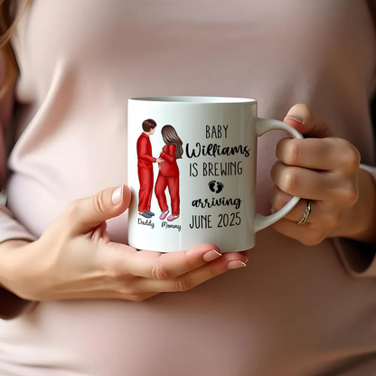 Baby Is Brewing Pregnancy Couple Personalized Mug Expecting Mom Gift, Expecting Parents Gift, Valentine's Day Gift