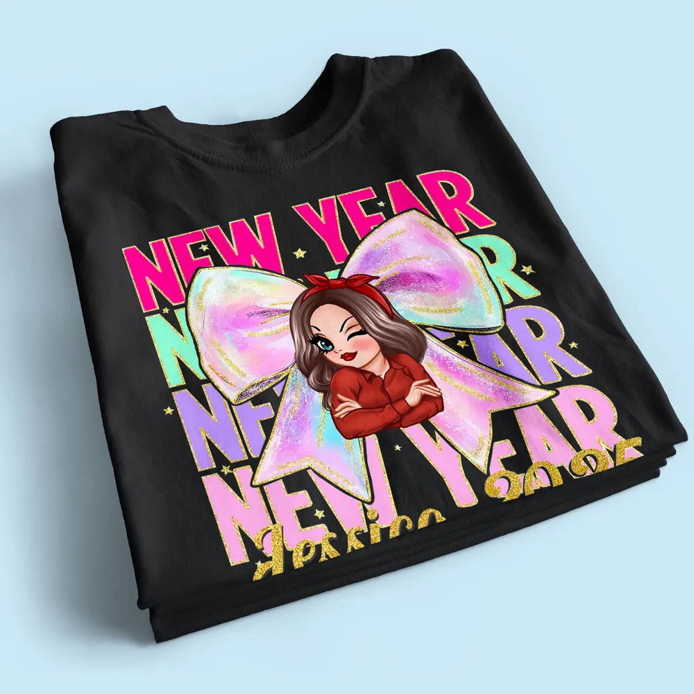 New year Coquette 2025, Happy New Year 2025 Retro Personalized Shirt, 12 New Chapters