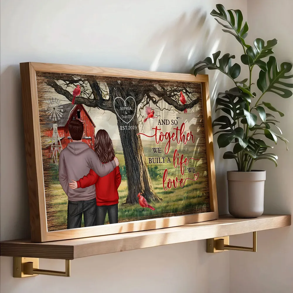 Personalized Couples Tree Large Farmhouse Poster Wall Art, Valentine's Day Gift, Anniversary Gift For Couples, For Him, For Her