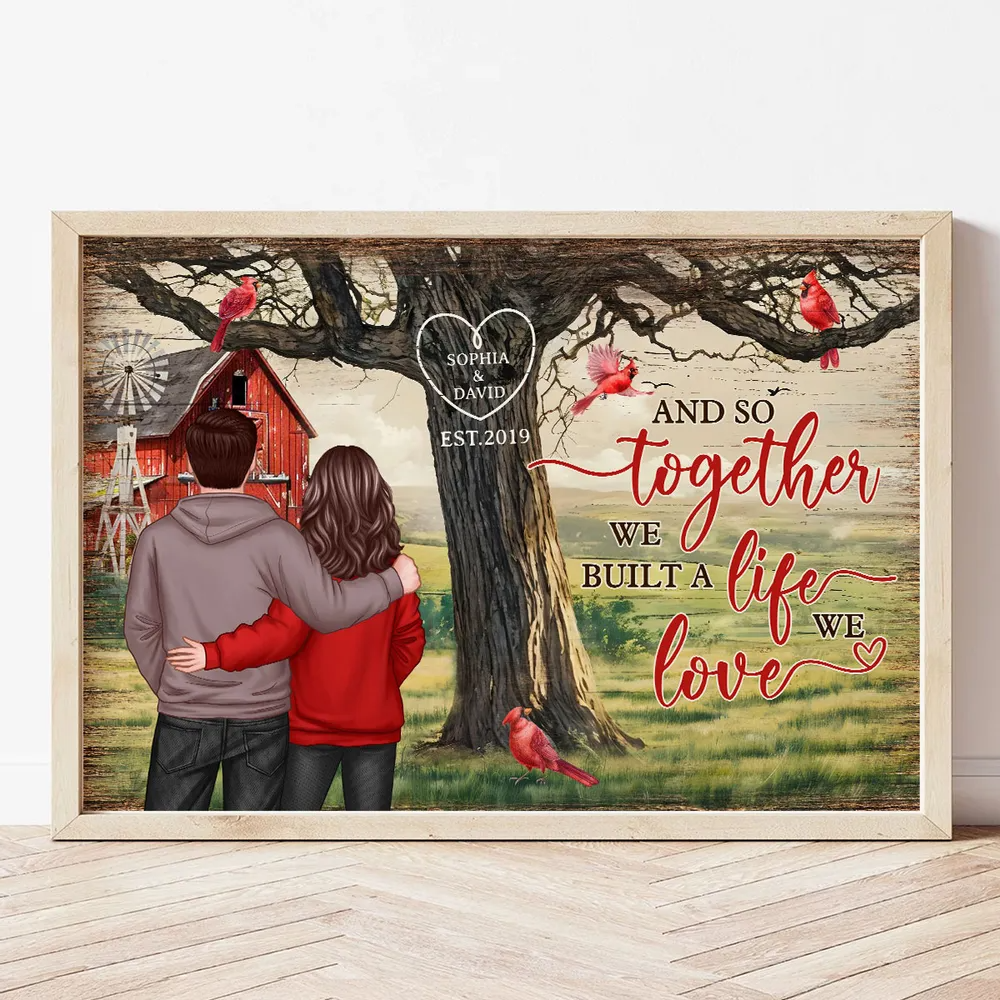 Personalized Couples Tree Large Farmhouse Poster Wall Art, Valentine's Day Gift, Anniversary Gift For Couples, For Him, For Her