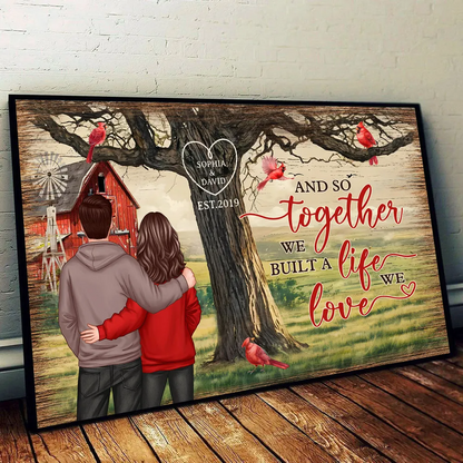 Personalized Couples Tree Large Farmhouse Poster Wall Art, Valentine's Day Gift, Anniversary Gift For Couples, For Him, For Her