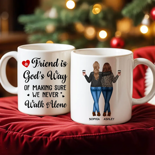 A Friend Is God's Way Besties Best Friend Gift Cup, Friendship Personalized Mug