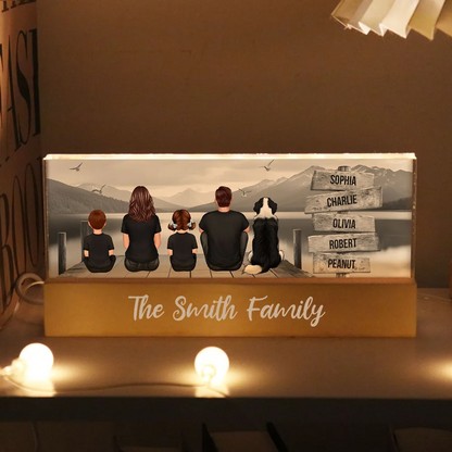 Family A Little Whole Lot of Love Sign Posts Personalized Acrylic Block LED Night Light, Home Decoration, Gift For Family