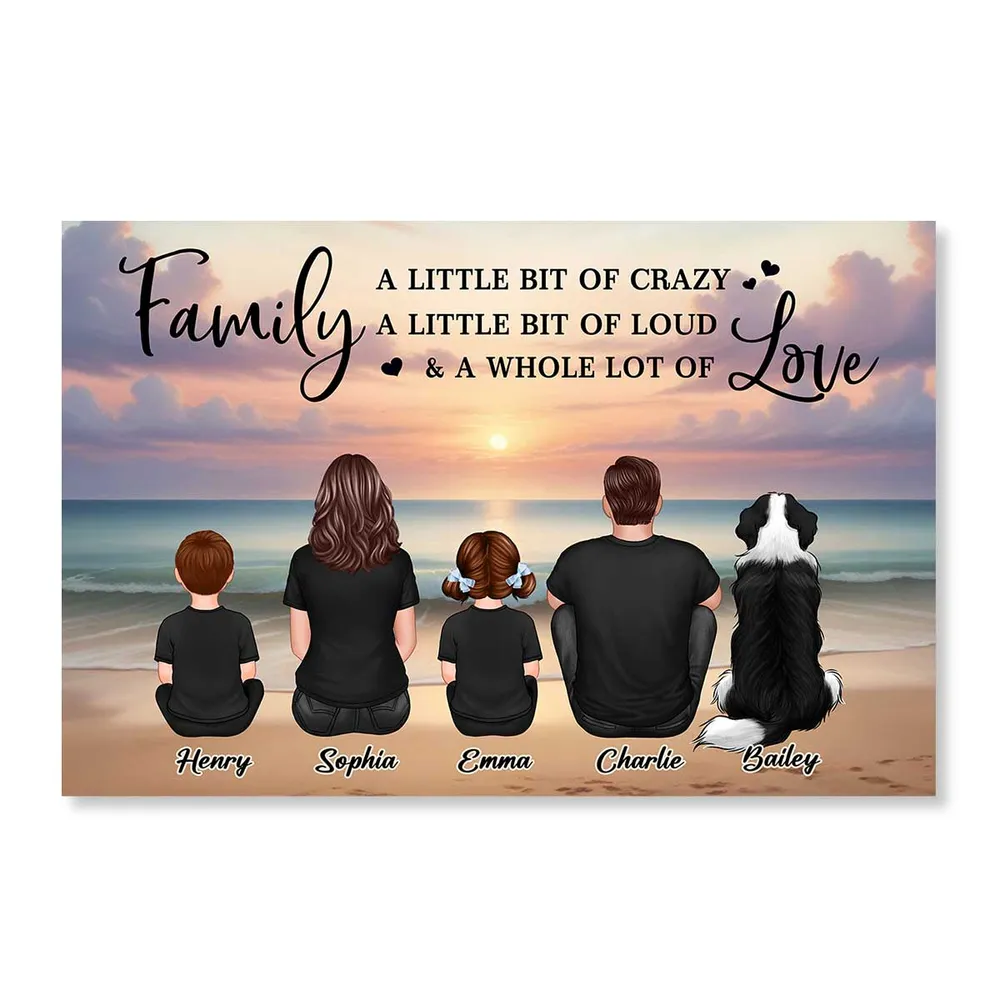 Family Whole Lot Of Love Realistic Beach Landscape – Personalized Poster