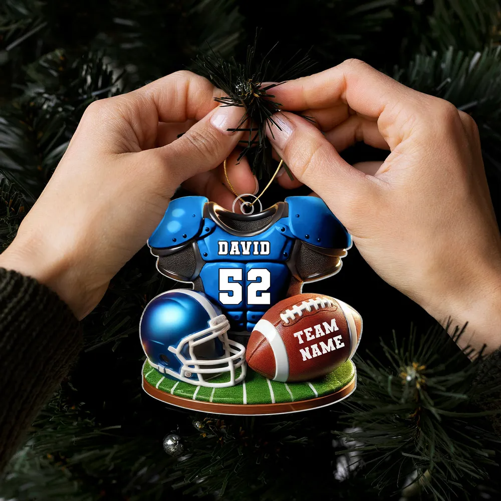 Football Jersey Uniform 3D Effect Personalized Acrylic Ornament, Christmas Gift For Son, Boyfriend, Gift For Him