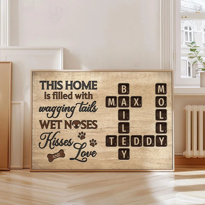 Pet Lover Home Decor Home With Paw Prints Crossword Puzzle Art Personalized Poster