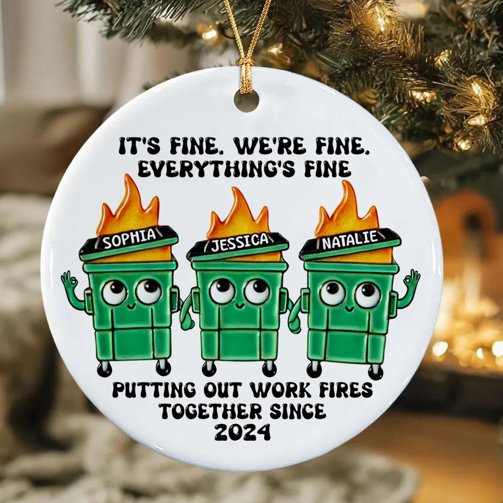 Putting Out Work Fires Together Work Bestie Dumpster Fire Funny Gift For Colleagues Personalized Acrylic Ornament