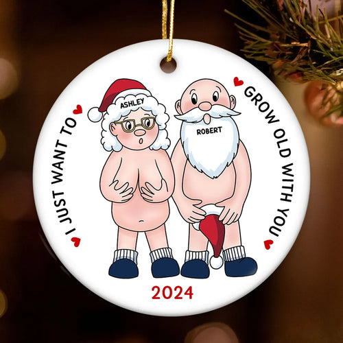 Funny Old Couple Personalized Circle Acrylic Ornament Christmas Gift for Him for Her