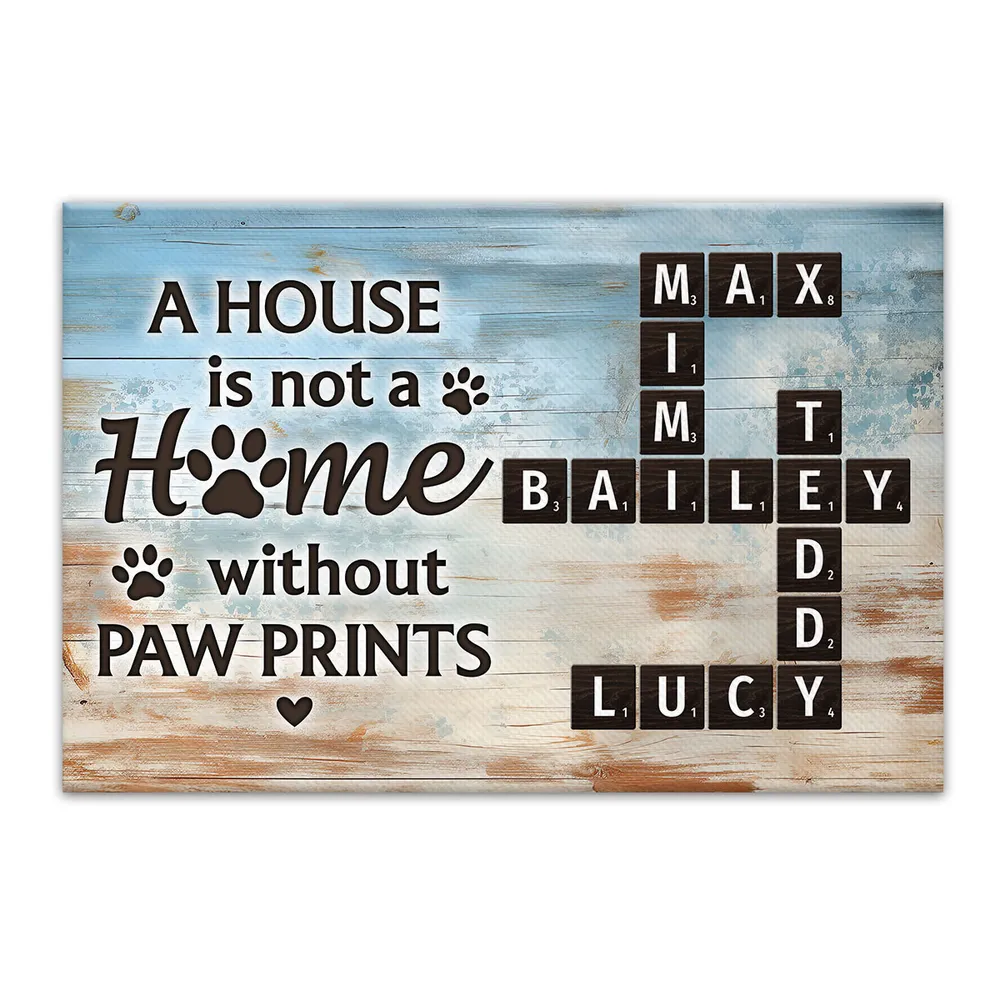 Home With Paw Prints Pet Crossword Puzzle Art - Personalized Poster