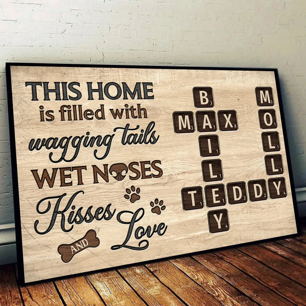 Pet Lover Home Decor Home With Paw Prints Crossword Puzzle Art Personalized Poster