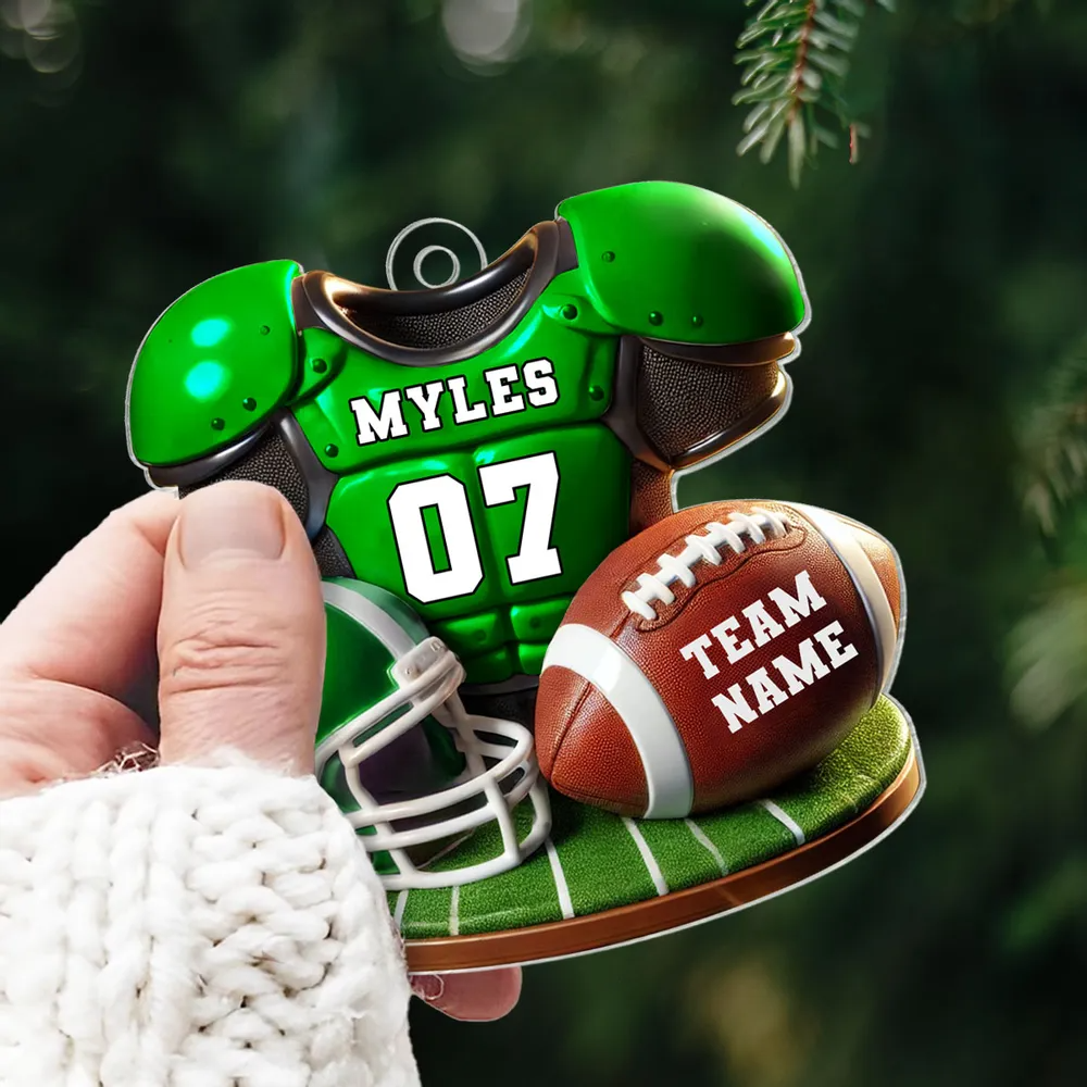 Football Jersey Uniform 3D Effect Personalized Acrylic Ornament, Christmas Gift For Son, Boyfriend, Gift For Him