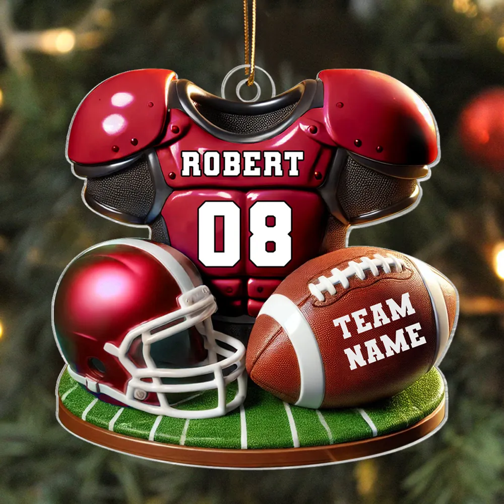 Football Jersey Uniform 3D Effect Personalized Acrylic Ornament, Christmas Gift For Son, Boyfriend, Gift For Him
