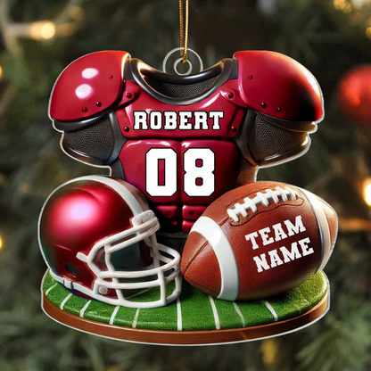 Football Jersey Uniform 3D Effect Personalized Acrylic Ornament, Christmas Gift For Son, Boyfriend, Gift For Him