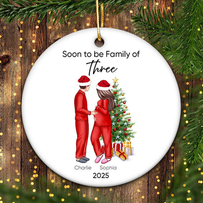 Soon to be Family of 3 Christmas Ornament, Pregnancy Custom Family Ornament, Expecting New Baby Ornament, Mom to be Gift