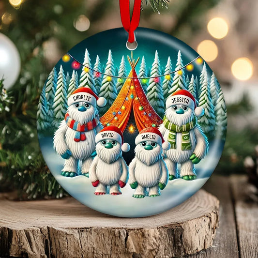 Bigfoot Family Camping Acrylic Ornament, 2024 Funny Whimsical Family Ornament, Christmas Ornament For Camping Family, For Campers