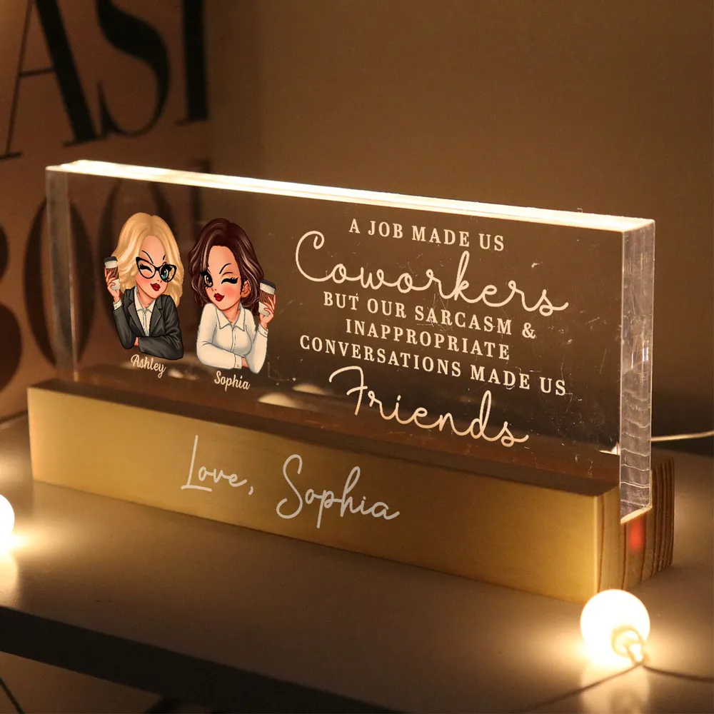 A Job Made Us Coworkers Personalized Acrylic Block LED Night Light, Funny Christmas Gift For Colleagues, Work Besties