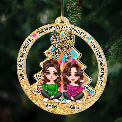 Colorful Christmas Tree Lovely Besties - Personalized Acrylic Ornament