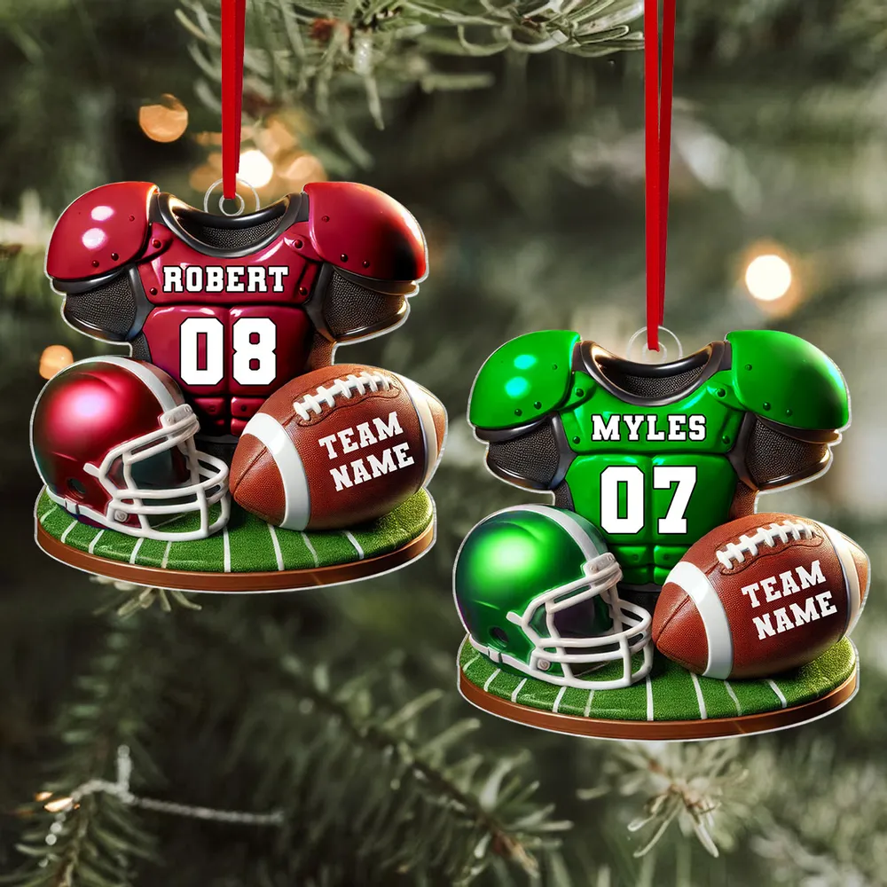 Football Jersey Uniform 3D Effect Personalized Acrylic Ornament, Christmas Gift For Son, Boyfriend, Gift For Him