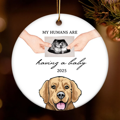 My Human Having A Baby, Personalized Pregnancy Announcement Ornament with Dogs Cats, Expecting Family Christmas Keepsake, Custom Gift