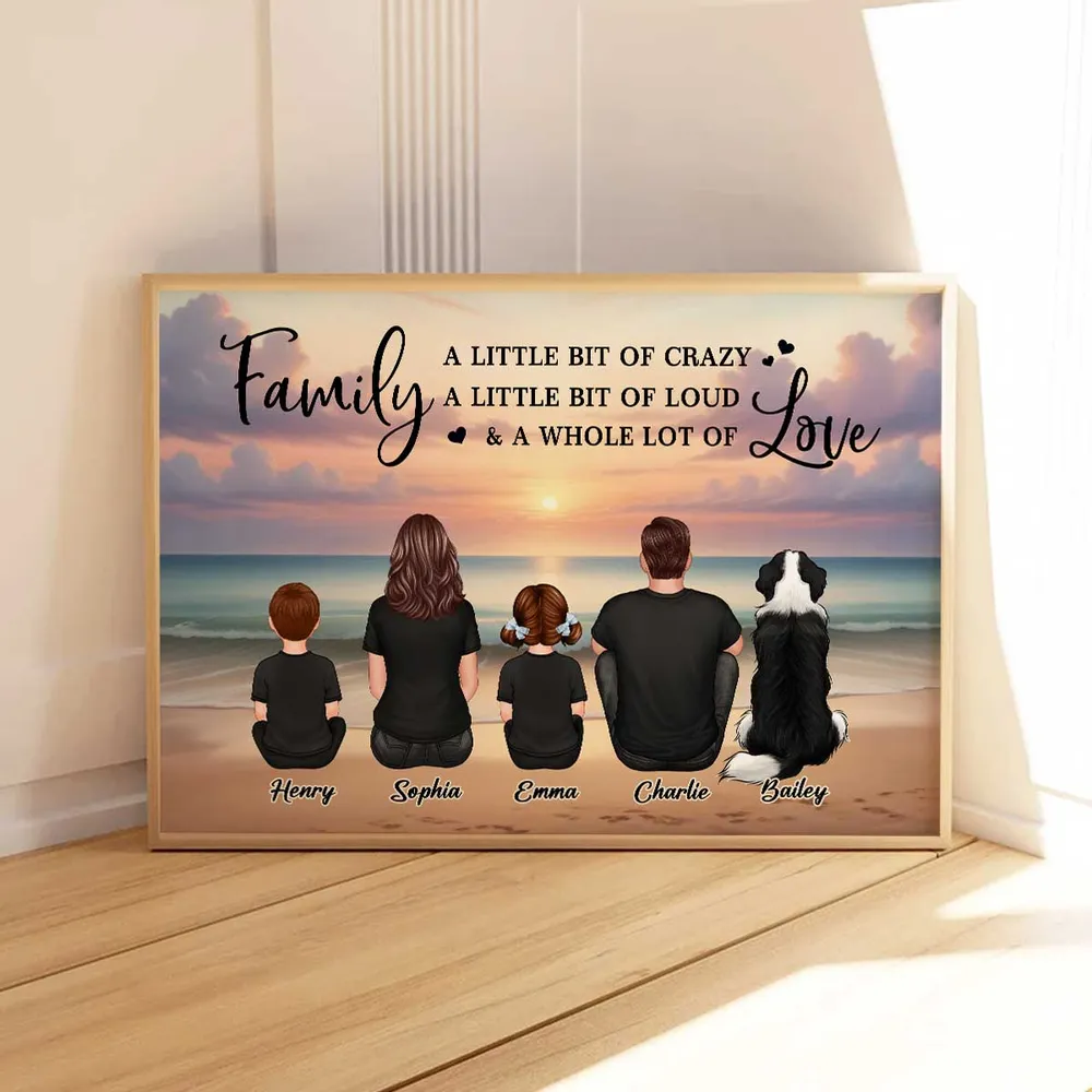 Family Whole Lot Of Love Realistic Beach Landscape – Personalized Poster