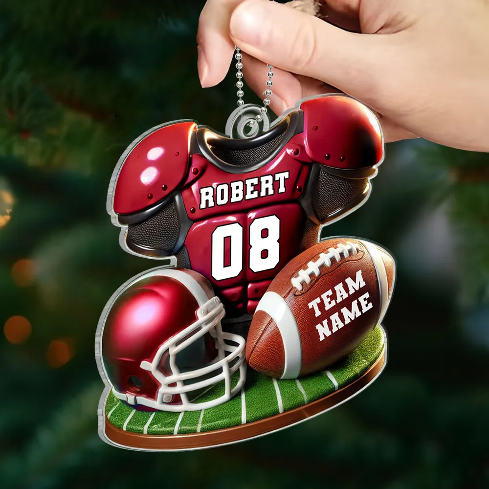 Football Jersey Uniform 3D Effect Personalized Acrylic Ornament, Christmas Gift For Son, Boyfriend, Gift For Him
