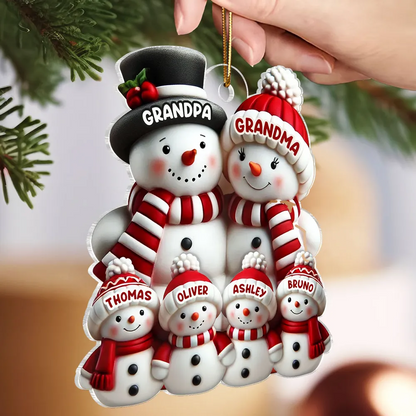 Cute Snowman Family Christmas Decor Personalized Acrylic Ornament