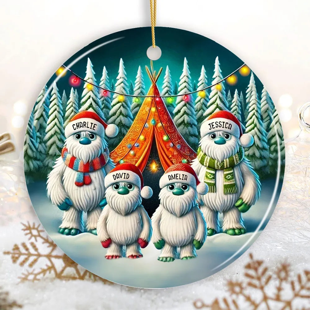 Bigfoot Family Camping Acrylic Ornament, 2024 Funny Whimsical Family Ornament, Christmas Ornament For Camping Family, For Campers