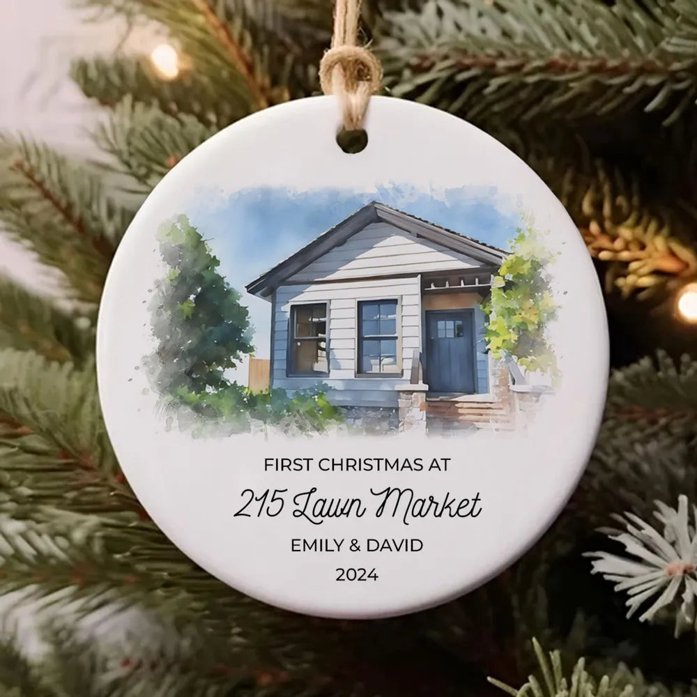 First Christmas In Our New Home Watercolor House Portrait From Photo Personalized Ornament, Unique Christmas Gift, Housewarming Gift, Childhood Home, Realtor Closing Gift