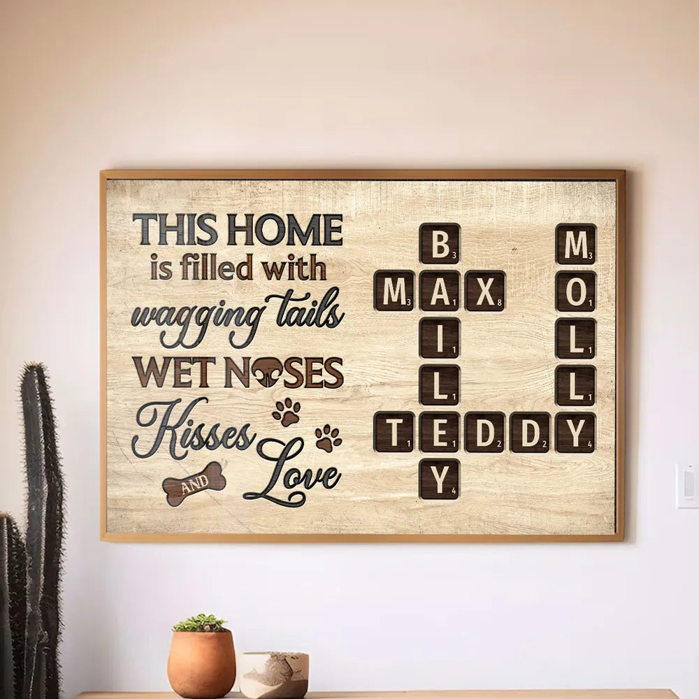 Pet Lover Home Decor Home With Paw Prints Crossword Puzzle Art Personalized Poster