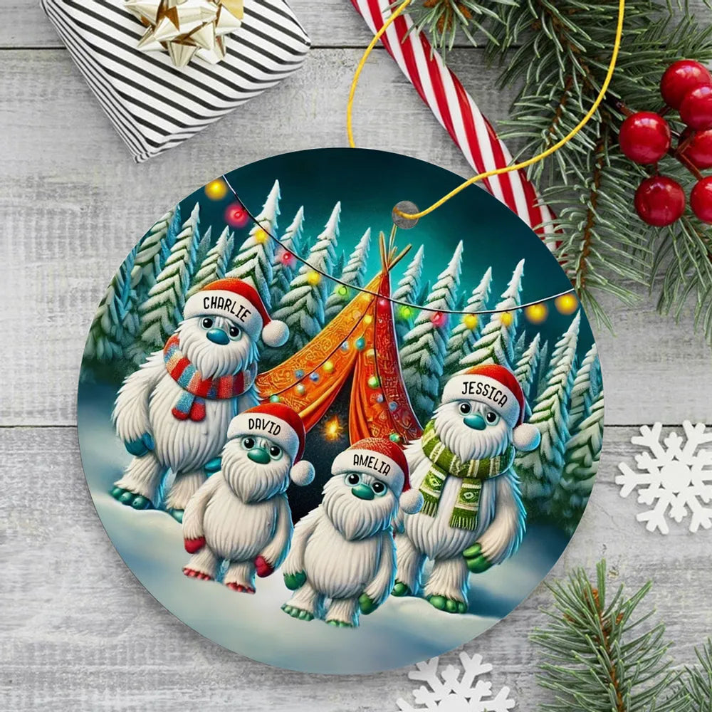 Bigfoot Family Camping Acrylic Ornament, 2024 Funny Whimsical Family Ornament, Christmas Ornament For Camping Family, For Campers