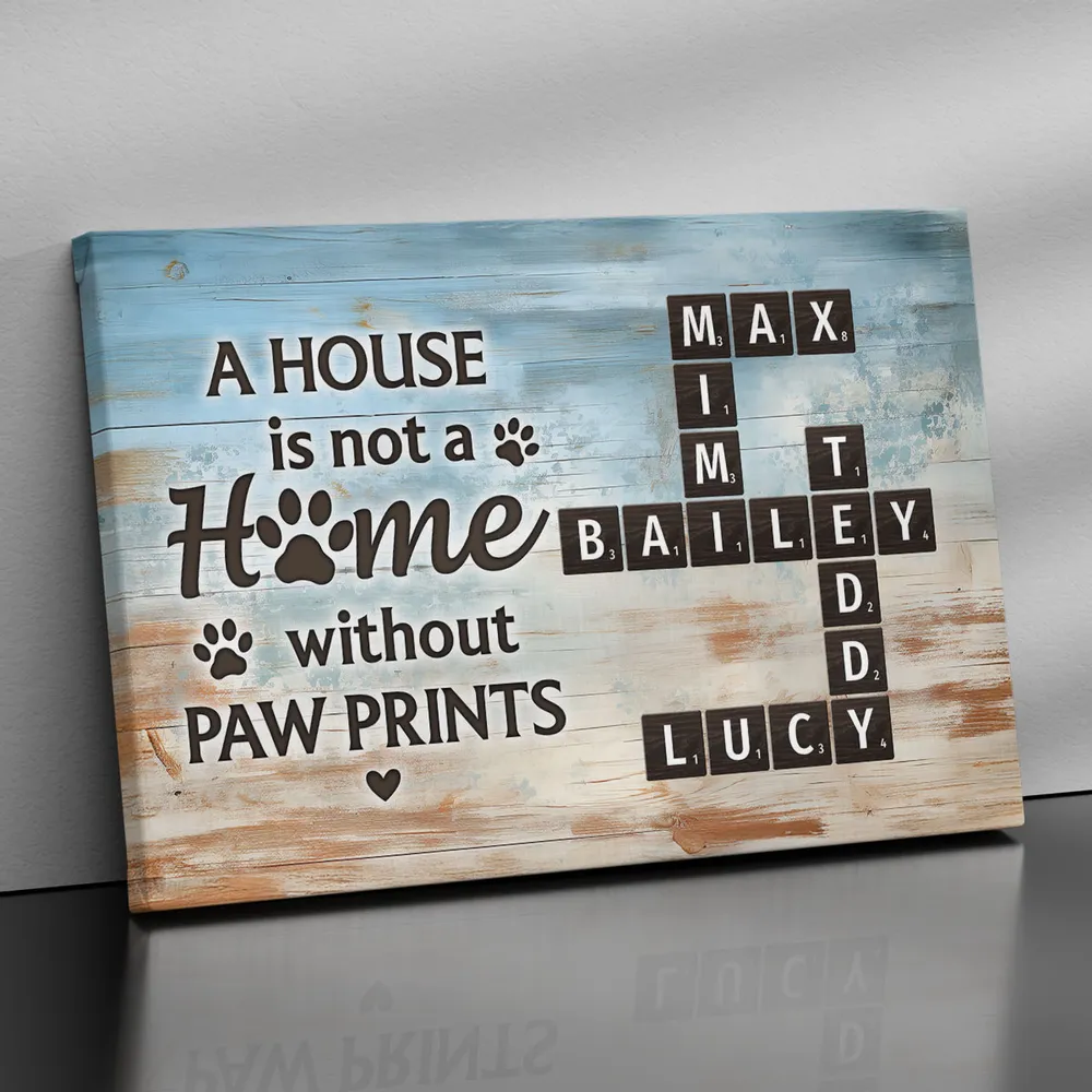 Home With Paw Prints Pet Crossword Puzzle Art - Personalized Poster