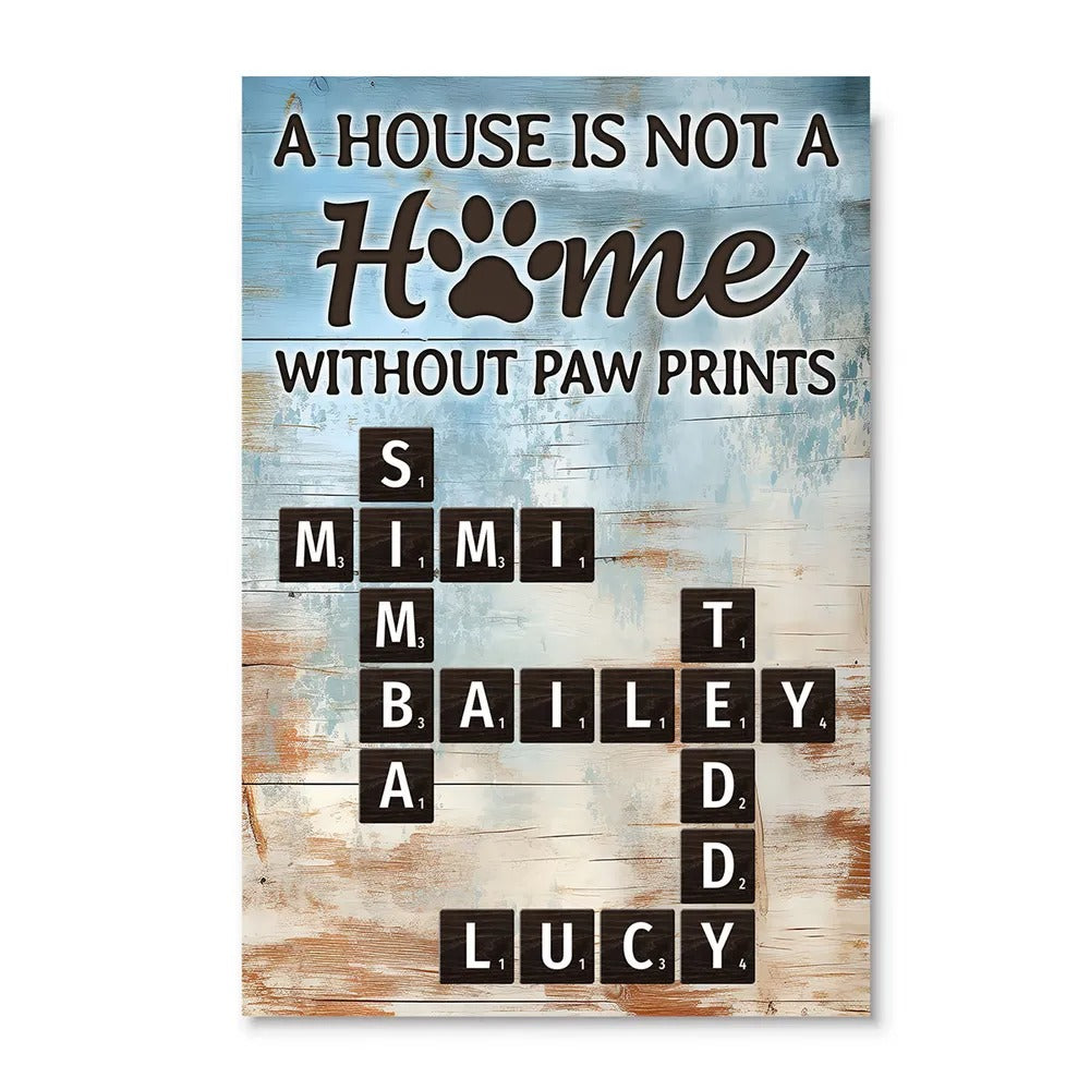 Home With Paw Prints Pet Crossword Puzzle Wall Art Home Decor Personalized Poster