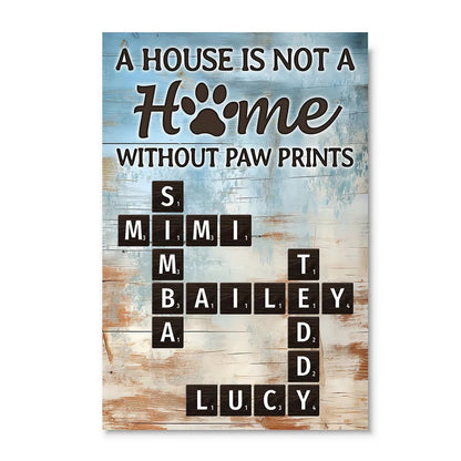 Home With Paw Prints Pet Crossword Puzzle Wall Art Home Decor Personalized Poster