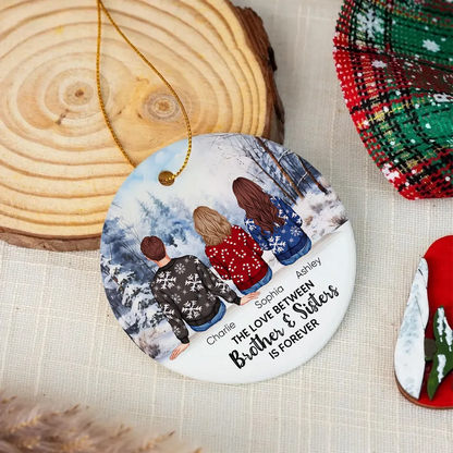 Personalized Siblings Christmas Winter Scene Ornament, Personalized Brothers and Sisters Ornament, Siblings Gift