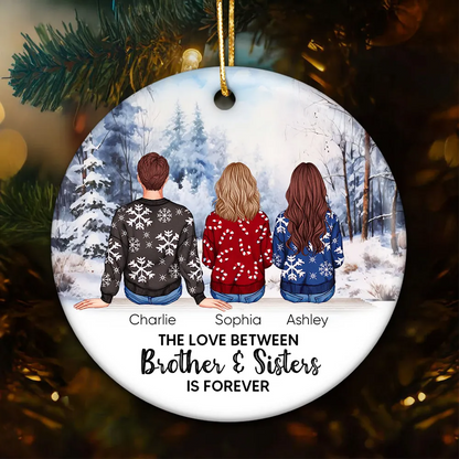 Personalized Siblings Christmas Winter Scene Ornament, Personalized Brothers and Sisters Ornament, Siblings Gift