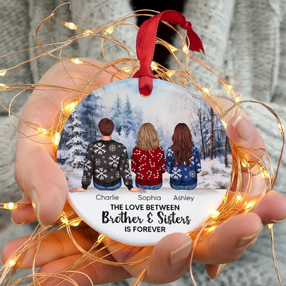 Personalized Siblings Christmas Winter Scene Ornament, Personalized Brothers and Sisters Ornament, Siblings Gift