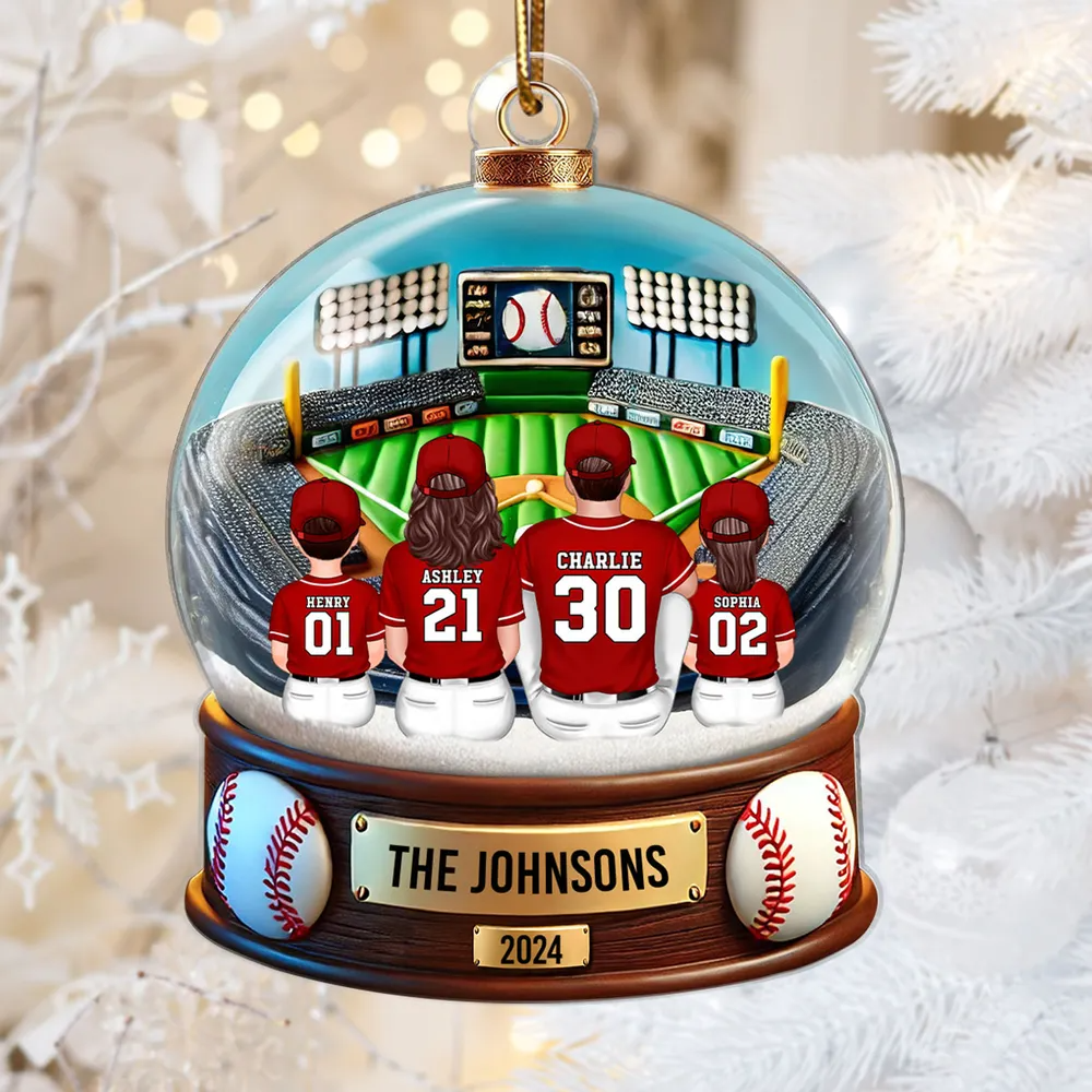 Baseball Family Watching Game Ballpark Sport Lover Personalized Acrylic Ornament