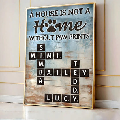 Home With Paw Prints Pet Crossword Puzzle Wall Art Home Decor Personalized Poster