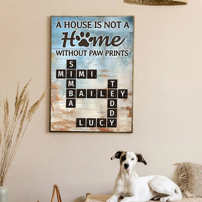 Home With Paw Prints Pet Crossword Puzzle Wall Art Home Decor Personalized Poster