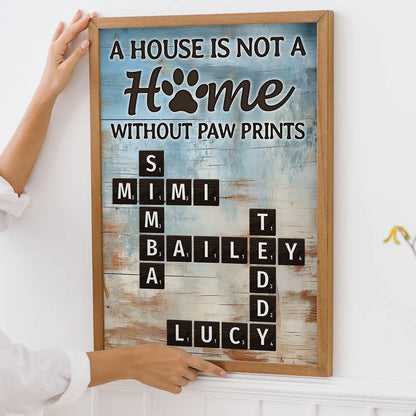 Home With Paw Prints Pet Crossword Puzzle Wall Art Home Decor Personalized Poster