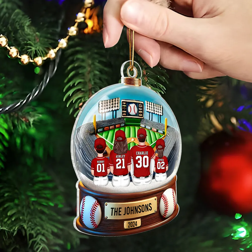 Baseball Family Watching Game Ballpark Sport Lover Personalized Acrylic Ornament