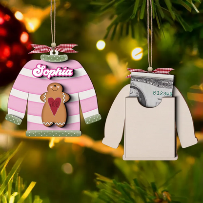 Christmas Sweater Personalized Money Gift Card Holder Ornament