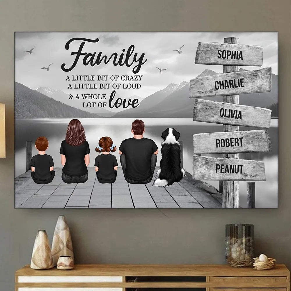 Family A Little Whole Lot of Love Sign Posts Personalized Poster, Christmas Home Decoration, Christmas Gift For Family