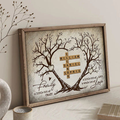 Family Heart Tree Crossword Puzzle, Captured In A Moment, Cherished For A Lifetime - Personalized Poster