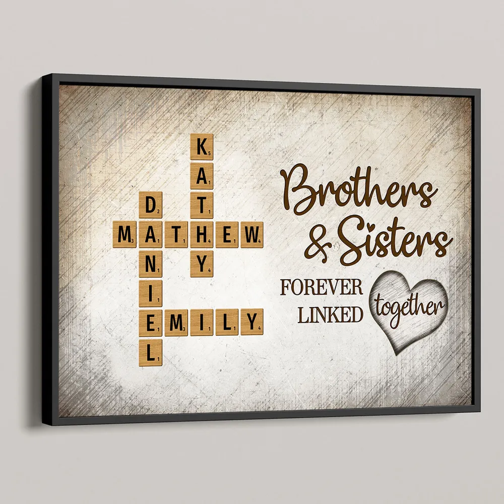 The Love Between Brothers & Sisters Knows No Distance Crossword Puzzle Art, Personalized Poster