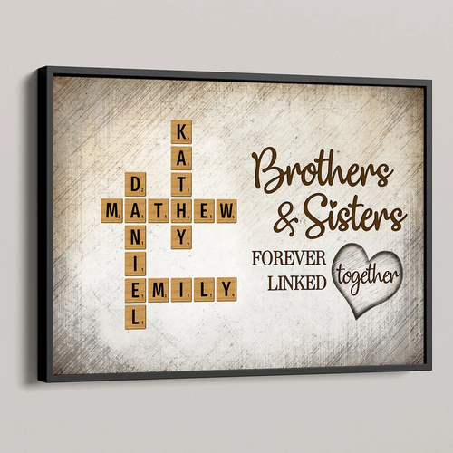 The Love Between Brothers & Sisters Knows No Distance Crossword Puzzle Art, Personalized Poster