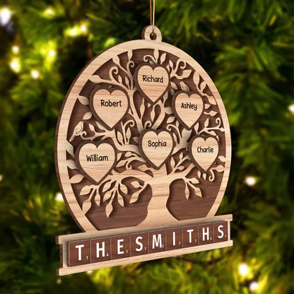 Family Heart Tree Of Life Personalized Wooden Ornament