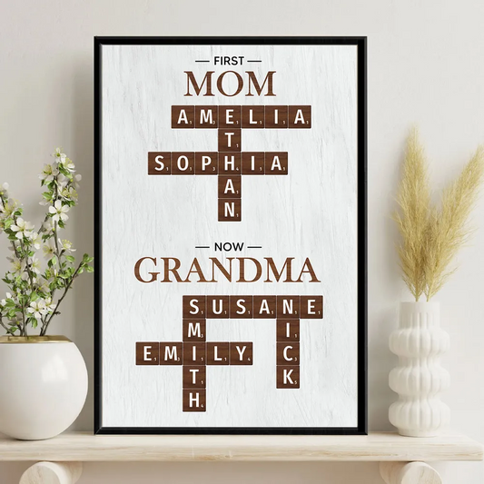 First Mom Now Grandma Crossword Puzzle Art Personalized Poster