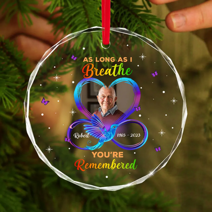 As Long As I Breathe You’Re Remembered Memorial Memorial Ornament, Upload Photo Personalized Memorial Keepsake